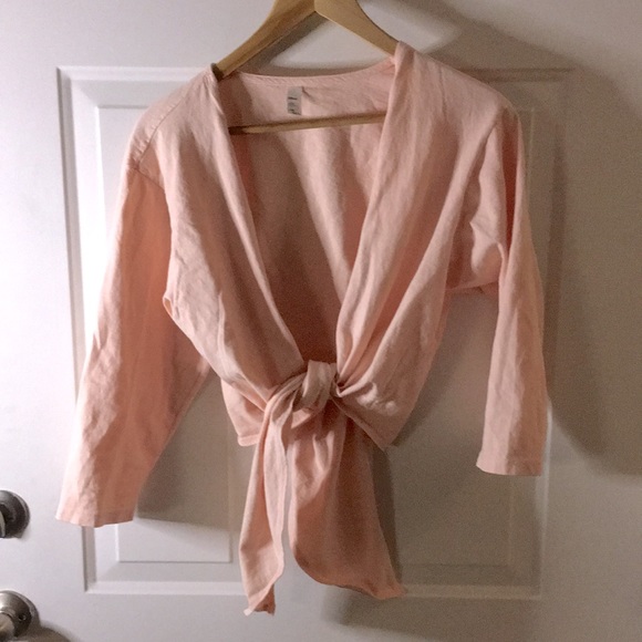 American Apparel Tops - American Apparel / Los Angeles Apparel Le Weekend Tie Top Pink M/L